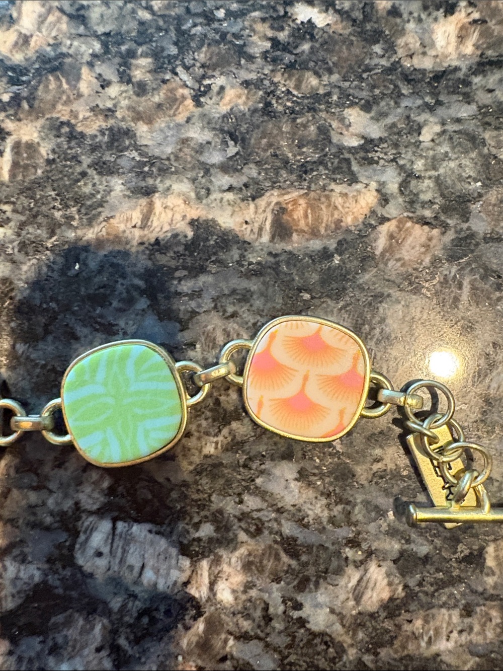 Jilzarah Gold-Tone Tropical Tile Link Bracelet reversible super cute - Picture 7 of 7